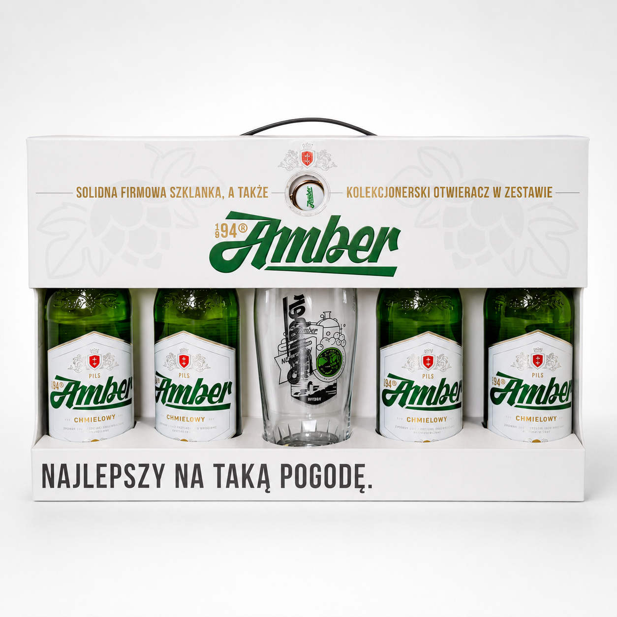 Zestaw Amber Pils Chmielowy + Szklanka + Otwieracz
