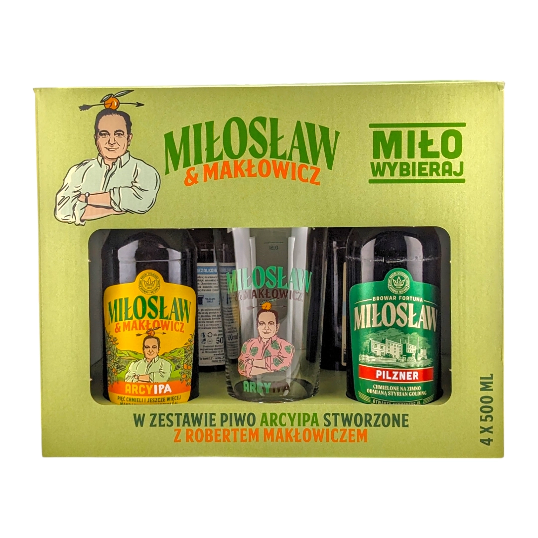 Zestaw Makłowicza Miłosław Arcyipa 4 x 500ml + Limitowane Szkło