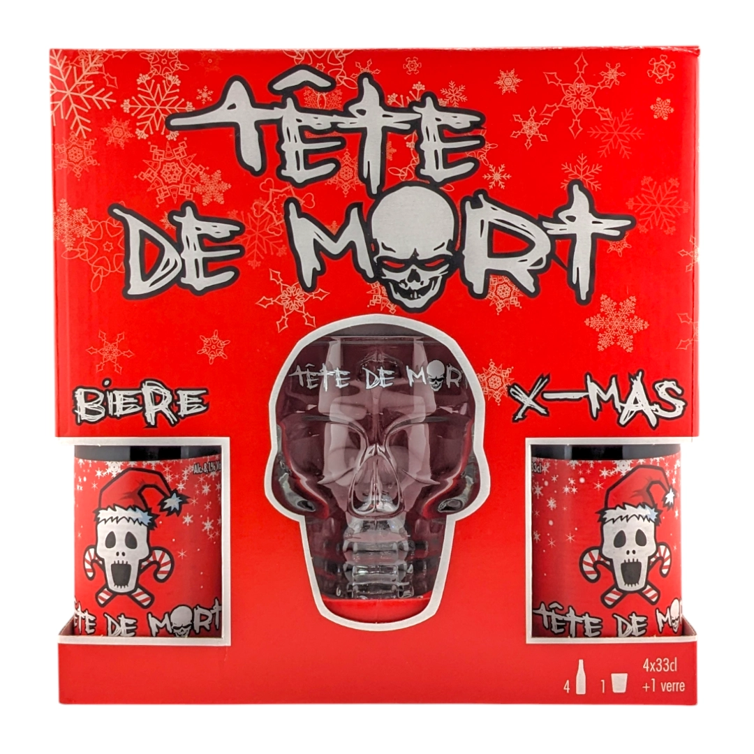 DU BOCQ TÊTE DE MORT XMAS x 4 - Zestaw Świąteczny z Limitowaną Szklanką