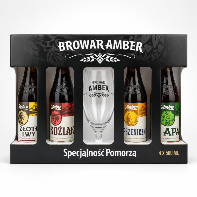 Browar Amber – Specjalność Pomorza 4 x 500 ml + pokal degustacyjny