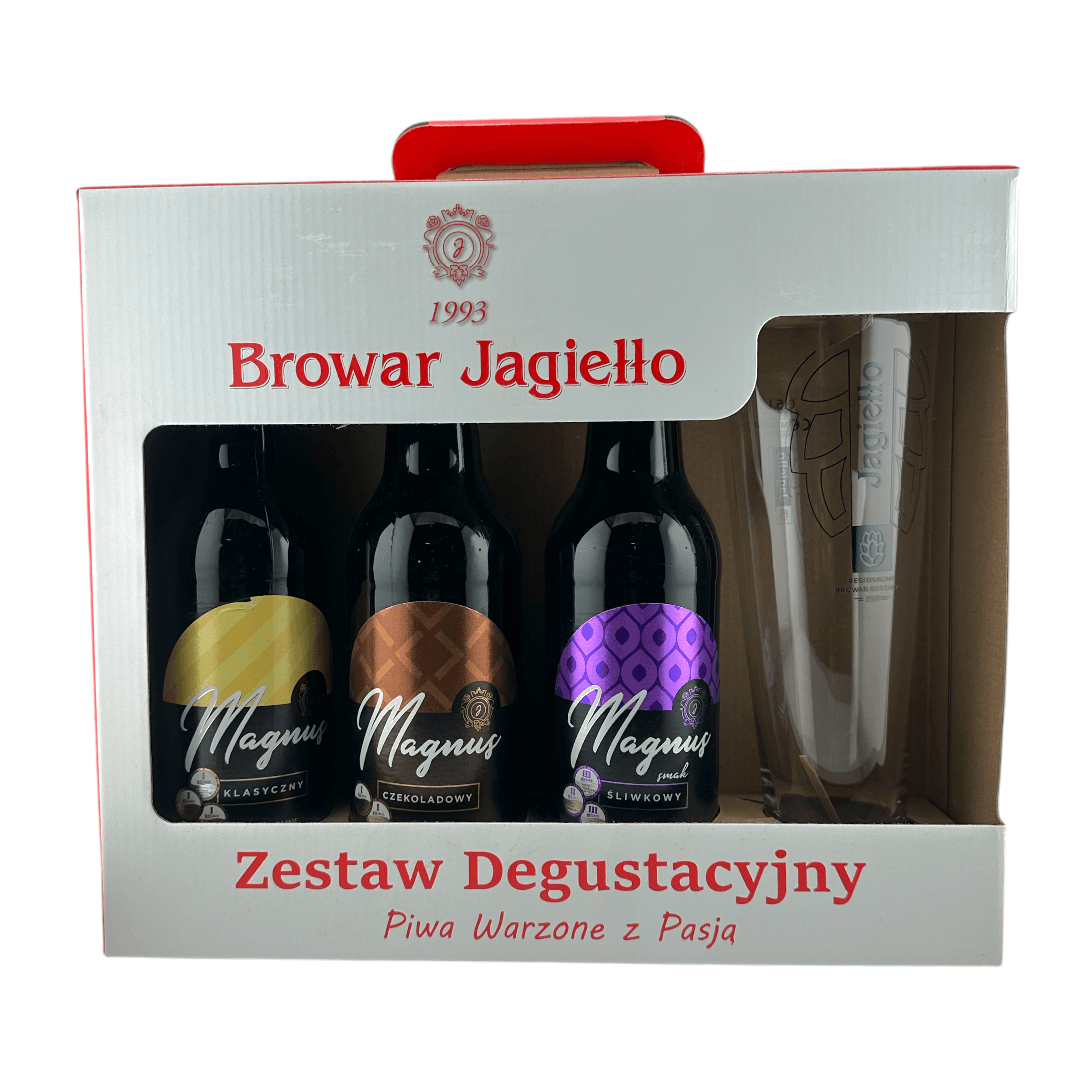 Browar Jagiełło – Zestaw Degustacyjny Magnus 3 x 500 ml + szklanka