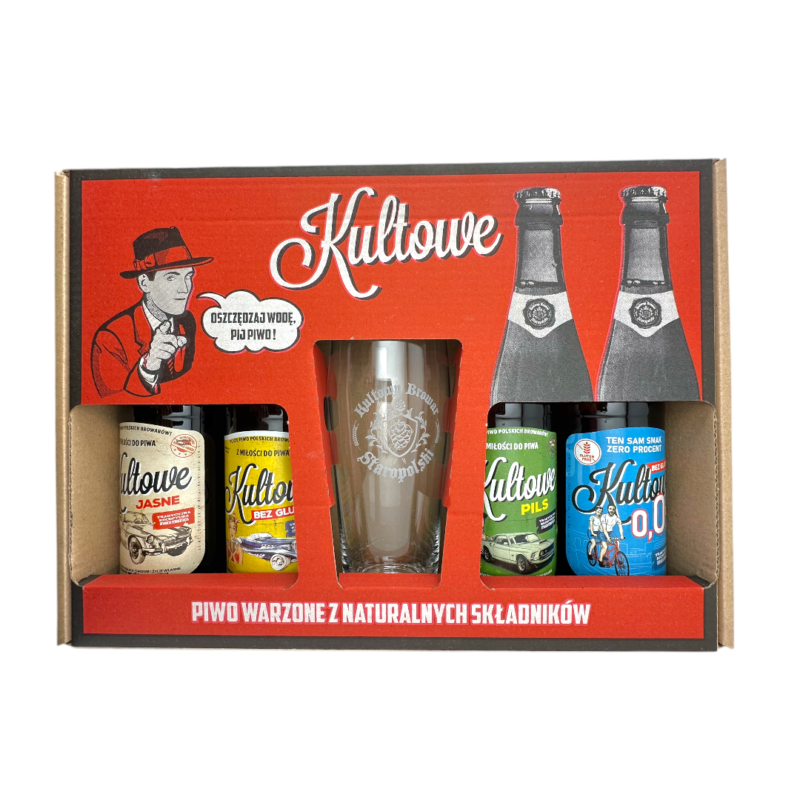 Zestaw Prezentowy Kultowe – 4 x 500 ml + Szklanka 500 ml