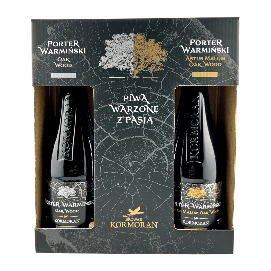 Prezent na Święta - Kormoran Zestaw Porter Warmiński 2x 375ml + pokal