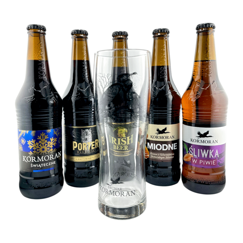 Zestaw Prezentowy Browaru Kormoran – 5 wyjątkowych piw + firmowa szklanka